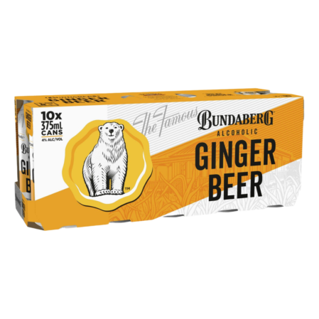 Bundy & Ginger Beer 4% Cans 10pk 375ml