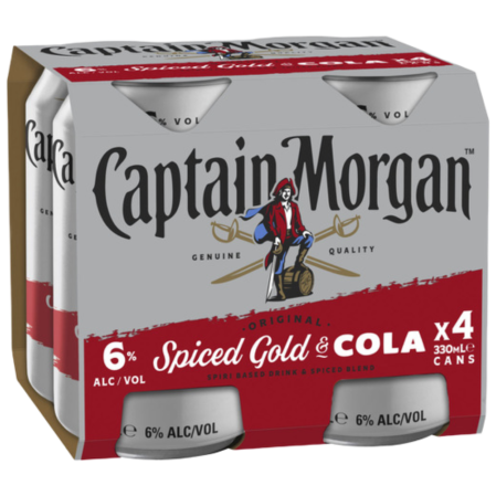 Capt Morgan Cola 6% 4pk 330ml .330